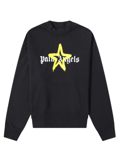 Villapaita Palm Angels Star Sprayed Logo Crewneck Musta | PMBA026C99FLE0081018