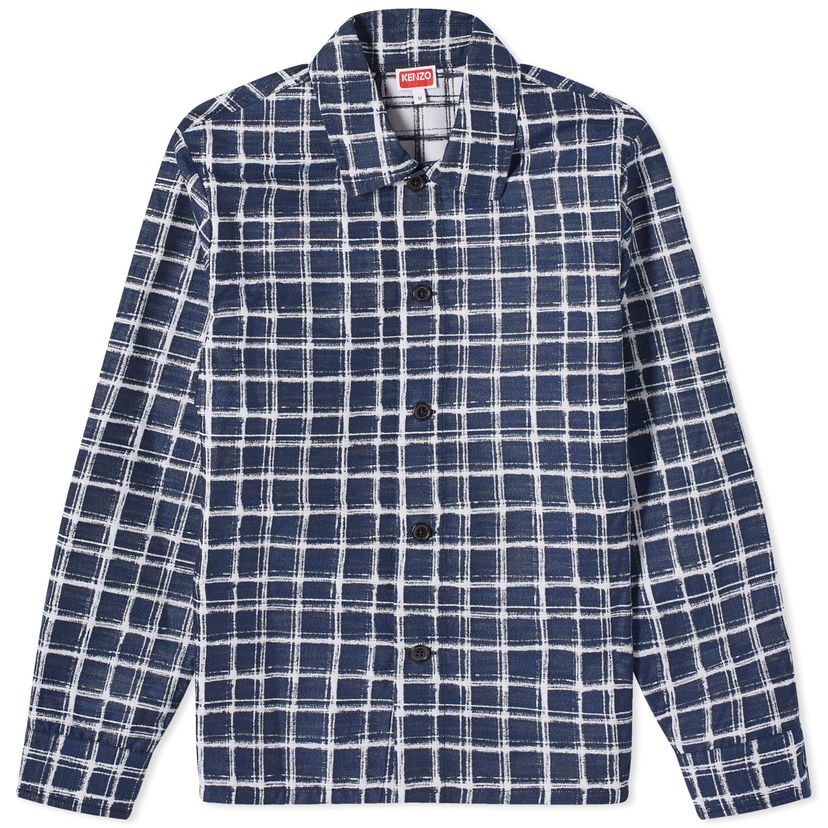 Paita KENZO Check Jacquard Overshirt Tummansininen | FE55CH5269JK-77