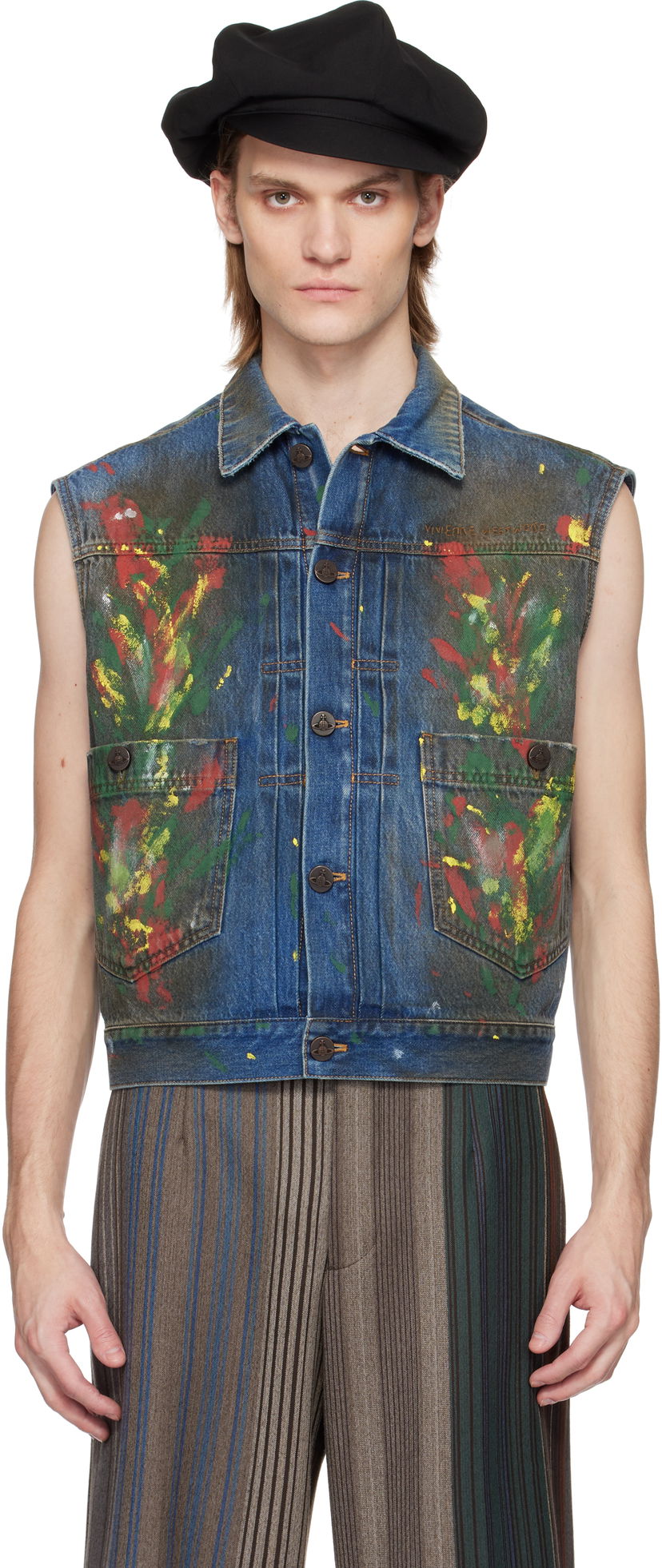 Liivi Vivienne Westwood Vivienne Westwood Marlene Painted Denim Vest Sininen | 3901000I-W0161-