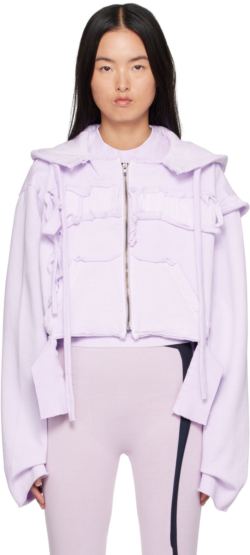 Huppari Ottolinger Ottolinger Distressed Cropped Hoodie Violetti | 2215020214