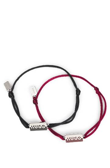 Rannerengas BOSS Two cord cuffs with rectangular metal plaques Monivärinen | 50549076, 1