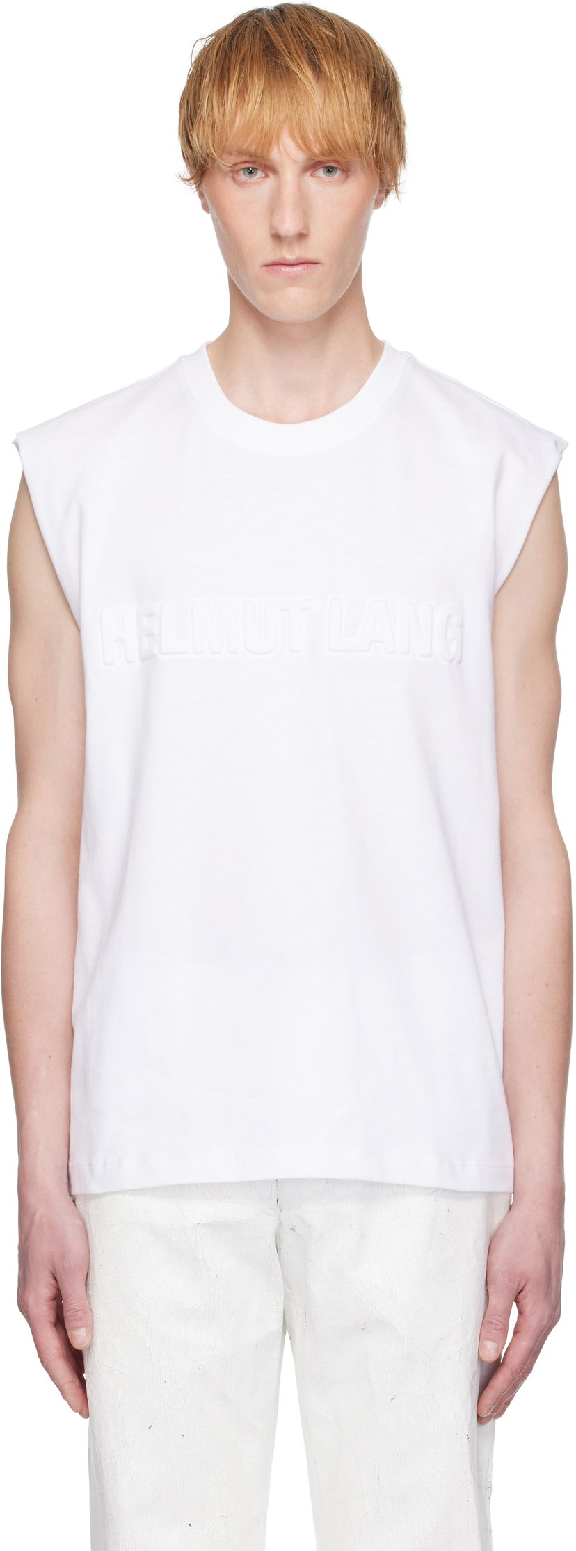 Tankkitoppi Helmut Lang Helmut Lang Embossed Logo Tank Top Valkoinen | P01HM502
