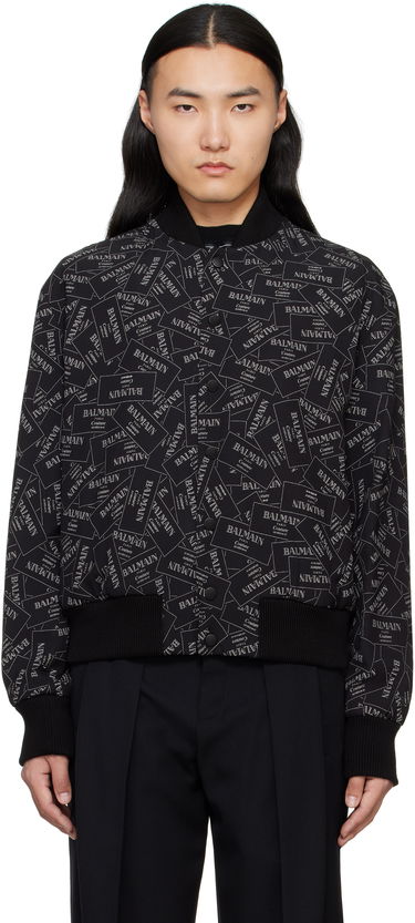 Bomber-takki Balmain Balmain Printed Label Bomber Jacket Musta | EH1TF955VH56, 0