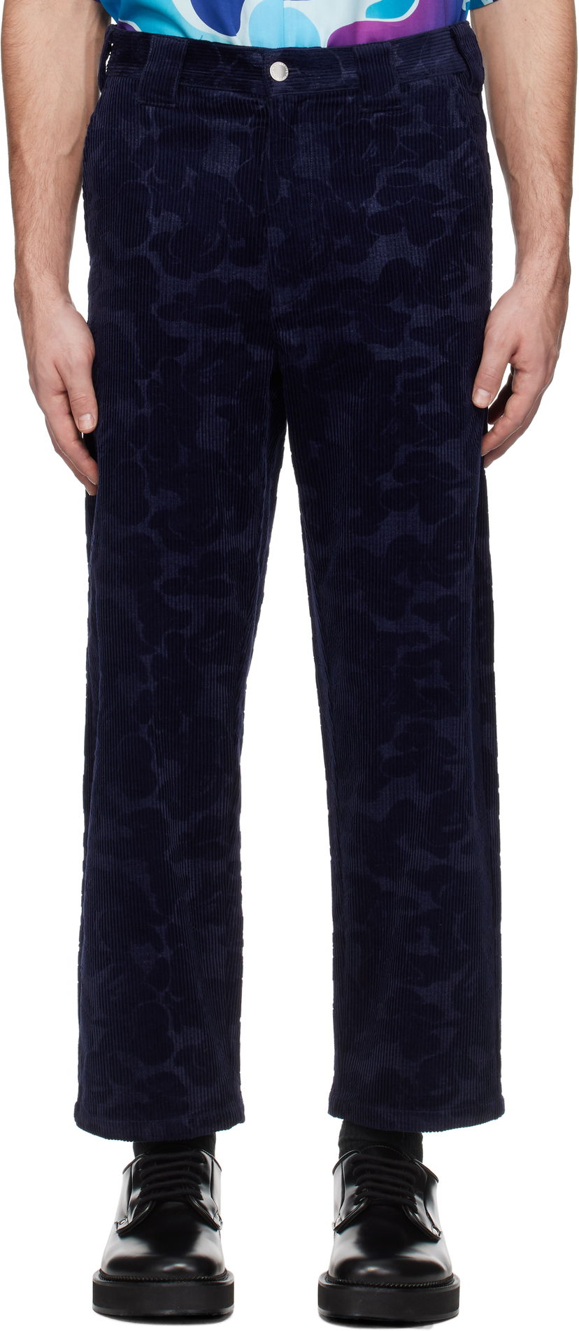 Housut BAPE A Bathing Ape Solid Camo Debossed Corduroy Trousers Tummansininen | 001PTK801315M