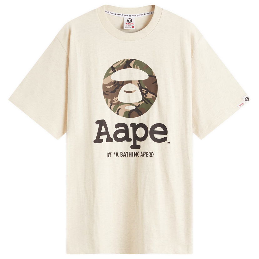 T-paita AAPE by A Bathing Ape AAPE OG Moonface GRZ Camo T-Shirt, Size Large Beige | AAPTEM1640XA-BG2