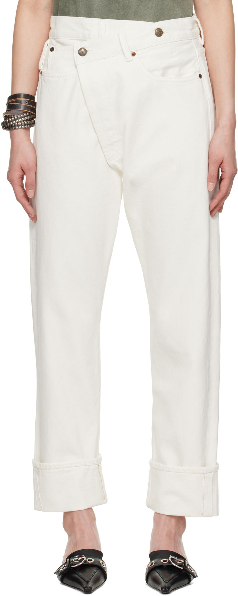 Jeans R13 R13 Cuffed Crossover Jeans Valkoinen | R13W2048-D314A