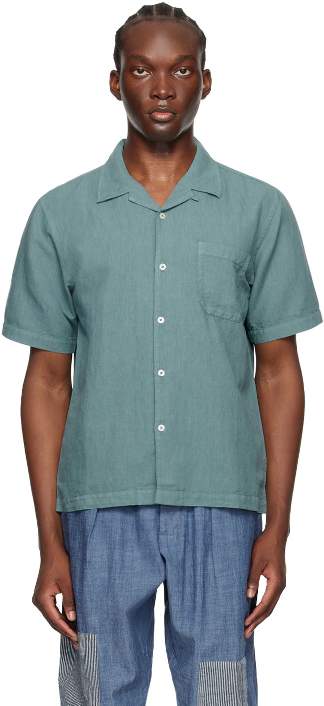 Paita Universal Works Universal Works Road Linen Shirt Vihreä | P3067