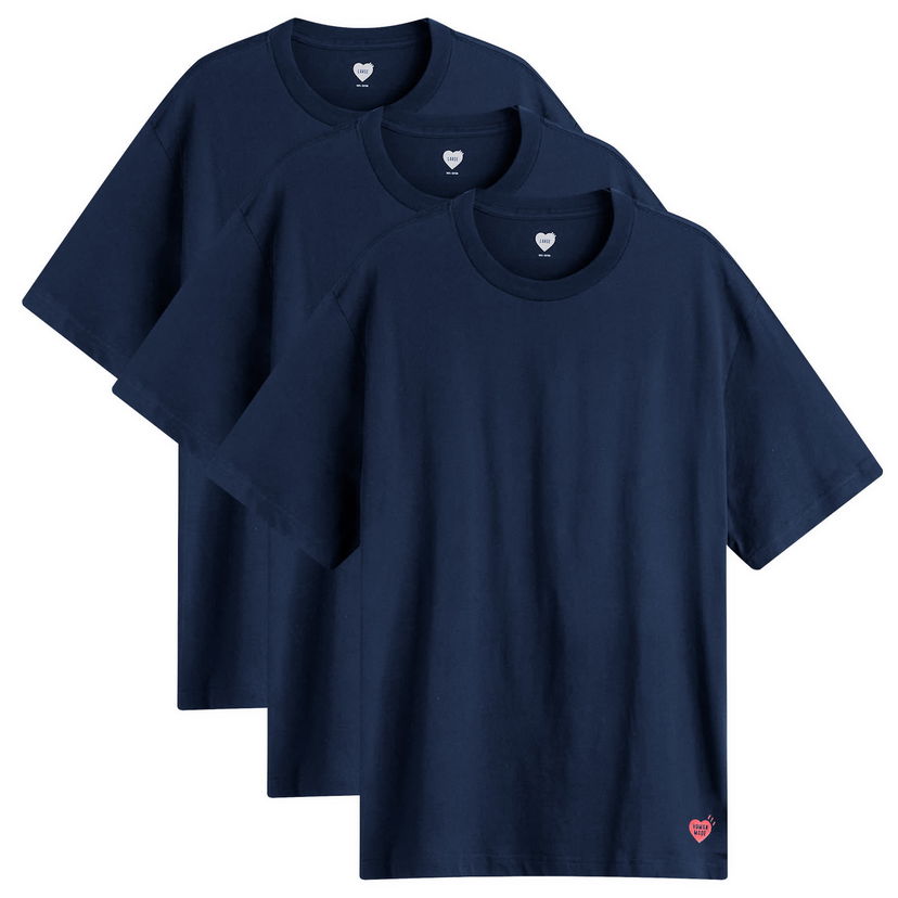 T-paita Human Made Human Made 3-Pack T-Shirt, Size Large Tummansininen | HM30CS037-NVY