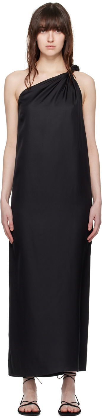Mekko Loulou de Saison Loulou de Saison Adela One-Shoulder Maxi Dress Musta | ADELA