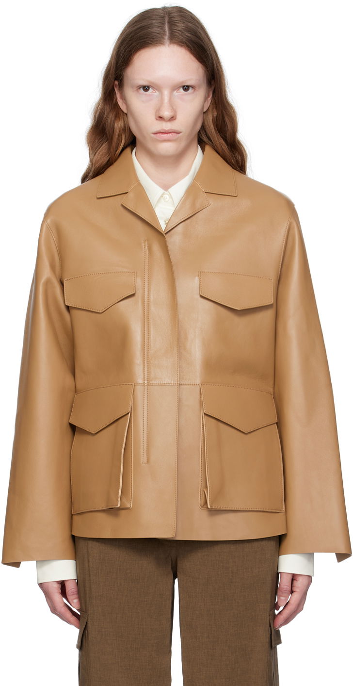 Takki TOTEME Army Leather Jacket Beige | 233-108-737