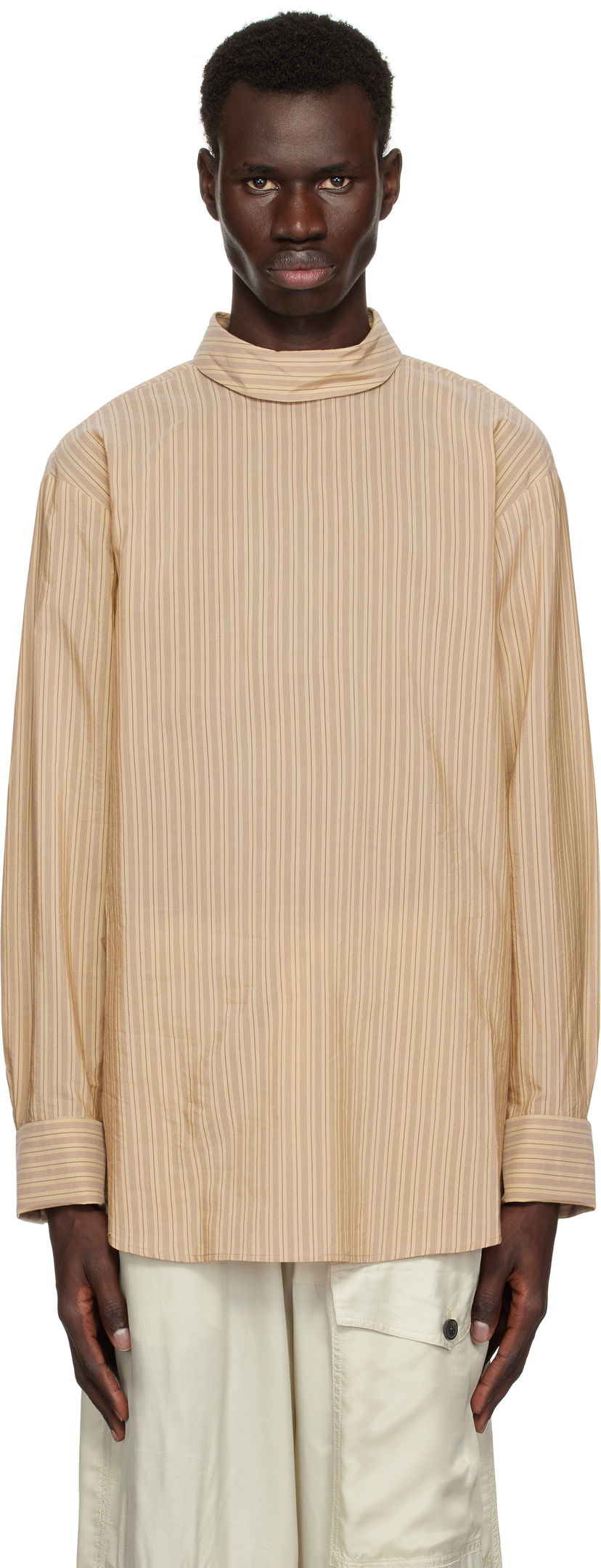 Paita Dries Van Noten Dries Van Noten Striped Turtleneck Shirt Beige | 251-020704-1524