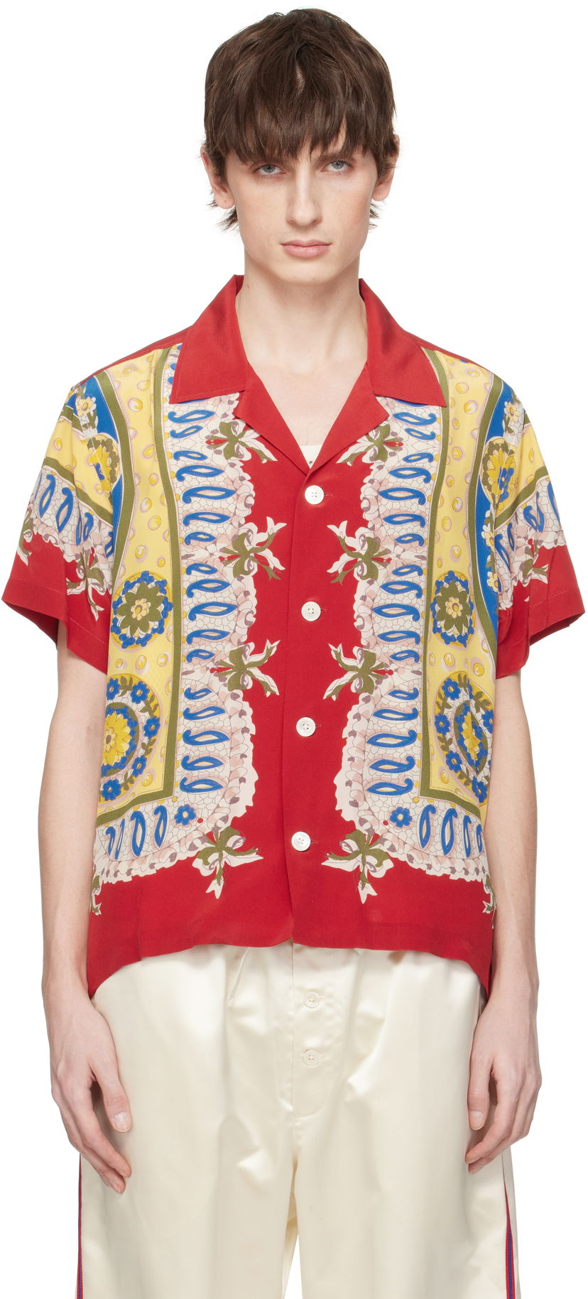 Paita Bode Bode Bricolage Short Sleeve Shirt Punainen | MRS25SH002