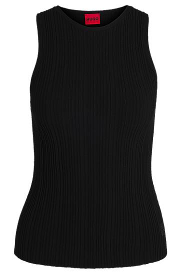 Tankkitoppi BOSS HUGO Women's Ribbed Crepe Racerback Tank Top Musta | 50539890