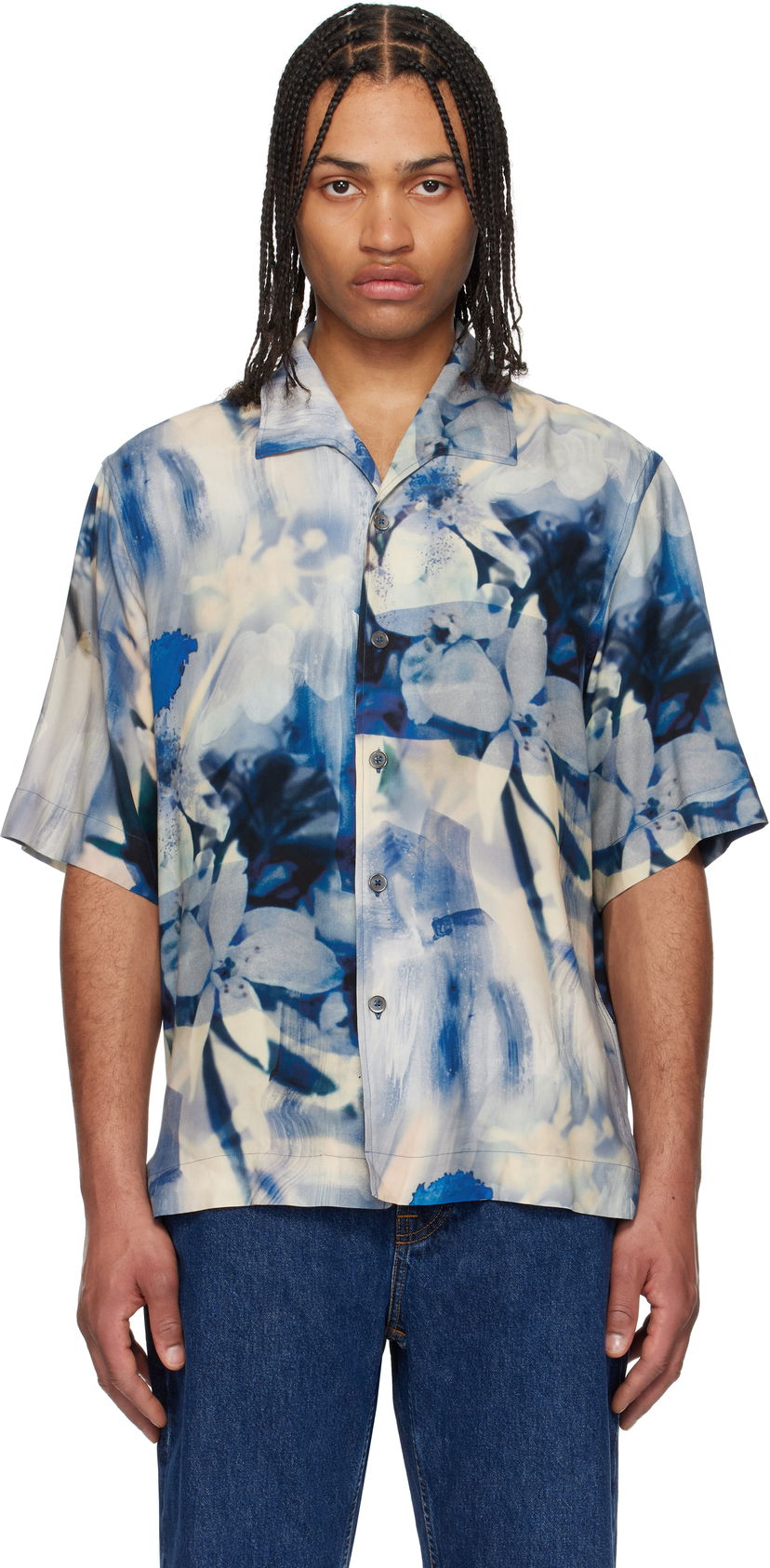 Paita Paul Smith Paul Smith Oversized Painted Photograph Viscose Shirt Sininen | M1R-426Z-P02653