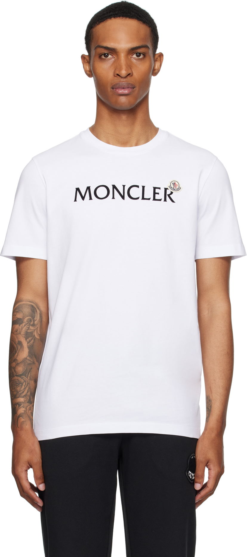 T-paita Moncler Moncler Flocked Logo Cotton T-Shirt Valkoinen | K20918C000368390T