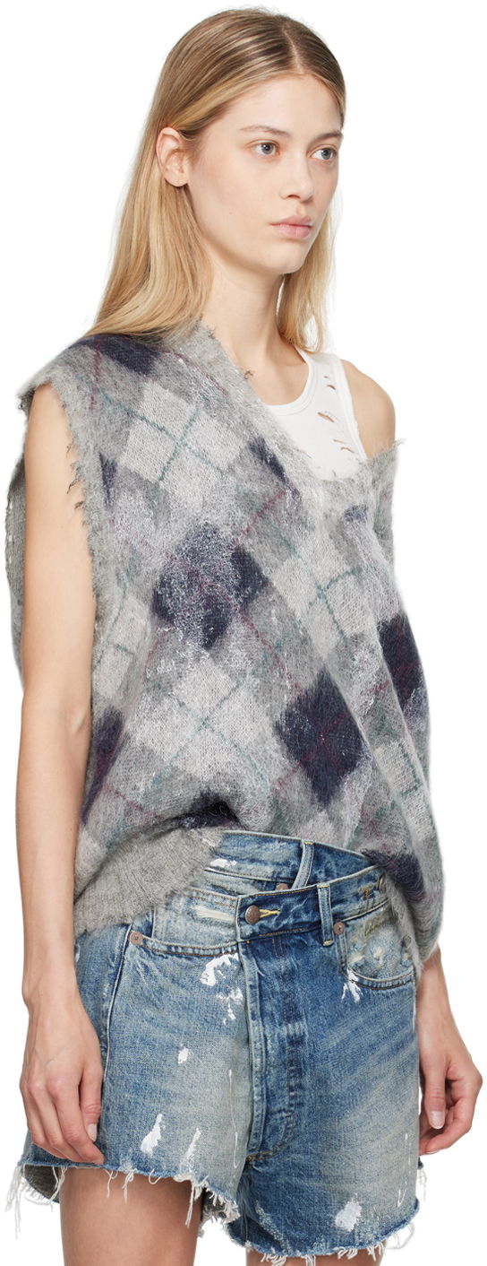 Villapaita R13 R13 Oversized Argyle Vest Harmaa | R13WY244-Y058B, 1