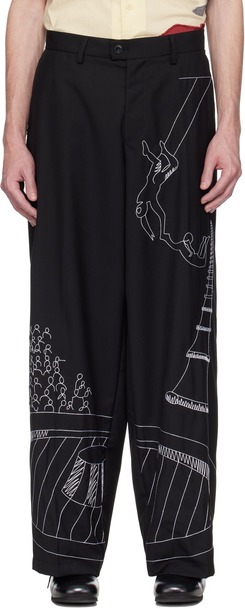 Housut KidSuper KidSuper Circus Sketch Baggy Trousers Musta | SS25-PT-18