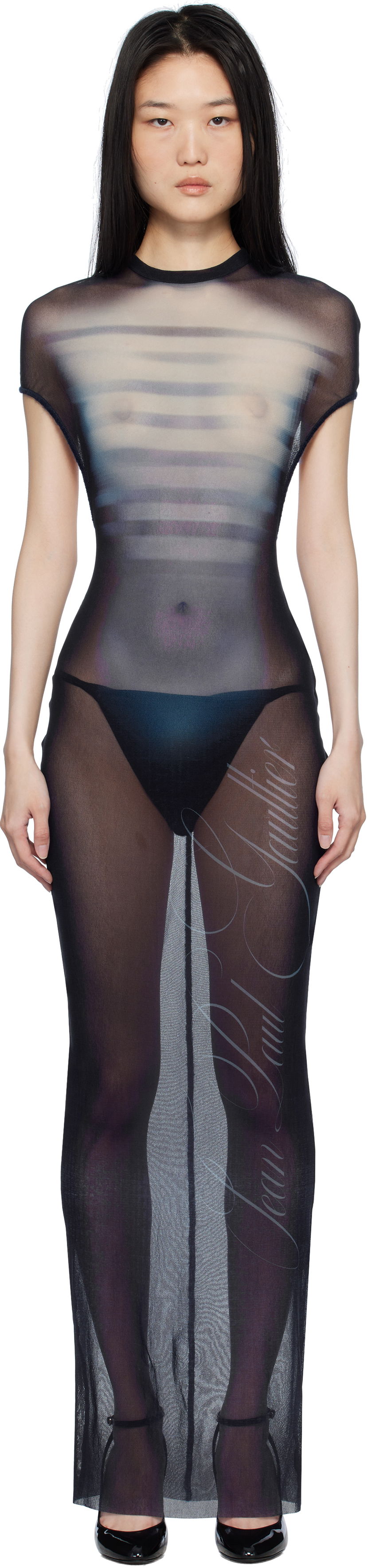 Mekko Jean Paul Gaultier Jean Paul Gaultier 'Le Mâle' Open-Back Maxi Dress Musta | 25/33-F-RO355-T576-595601