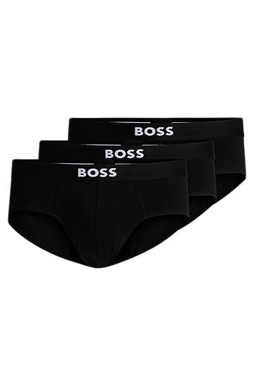 Alusvaatteet ja sukat BOSS Three-pack stretch-cotton briefs with logo waistbands Musta | 50546561