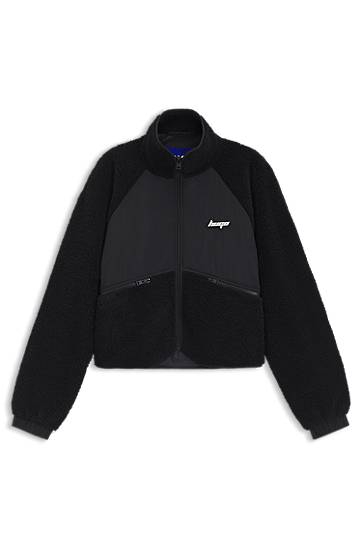 Takki BOSS Contrast-Panel Teddy Jacket Musta | 50545637