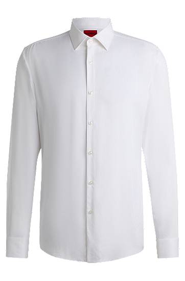 Paita BOSS Slim-Fit Satin Shirt Valkoinen | 50539769