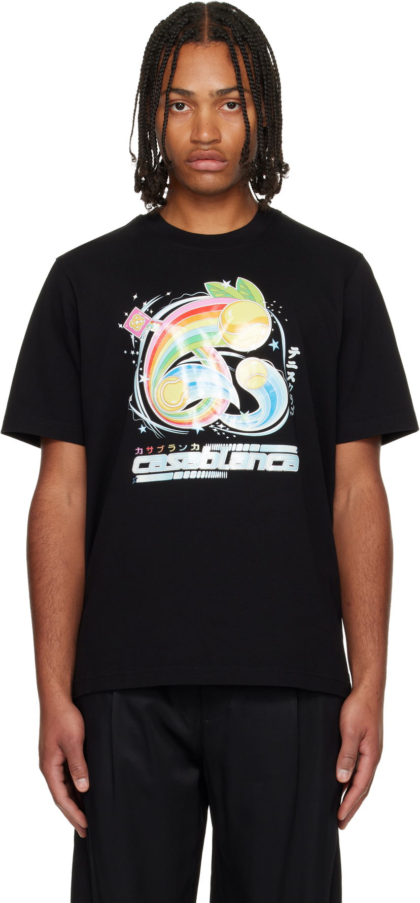 T-paita Casablanca Manga Tennis Ball Short Sleeve T-shirt Musta | M-AW25-JTS-001-08