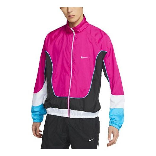 Tuulitakki Nike Throwback Colorblock Woven Stand Collar Jacket Vaaleanpunainen | CV1932-698