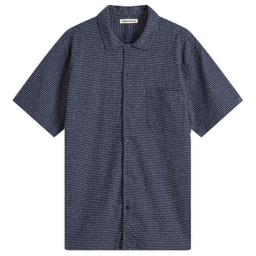 Paita YMC YMC Rib Stitch Malick Vacation Shirt, Size Large Tummansininen | P2YAW-40