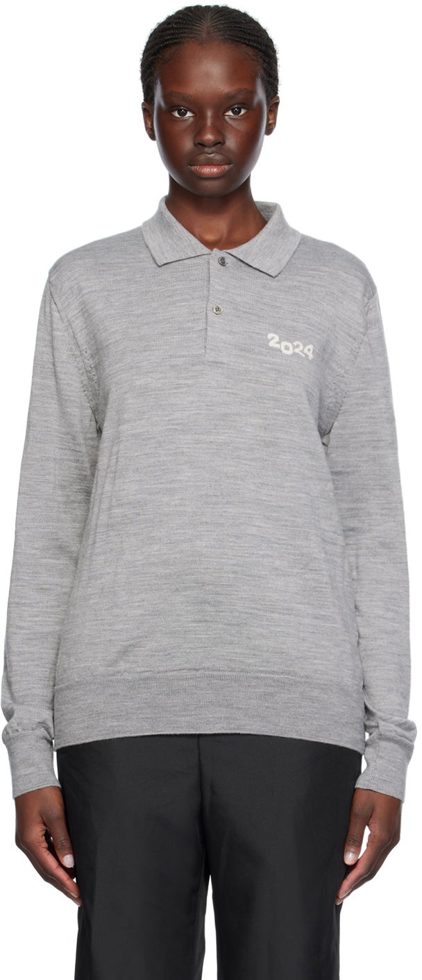 Poolopaita Comme des Garçons '2024' Print Polo Shirt Harmaa | FM-N007-051