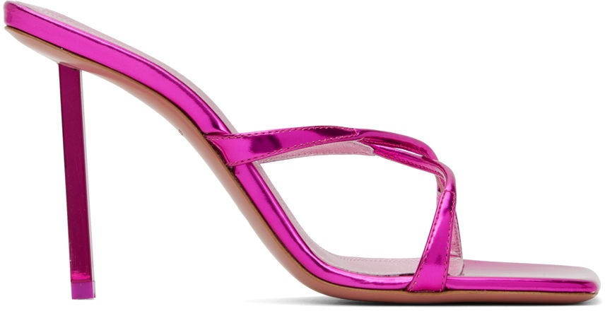 Asusteet Amina Muaddi Amina Muaddi Adriana 95 Heeled Sandals Vaaleanpunainen | ADRIANA SLIPPER METAL MIRROR, 0