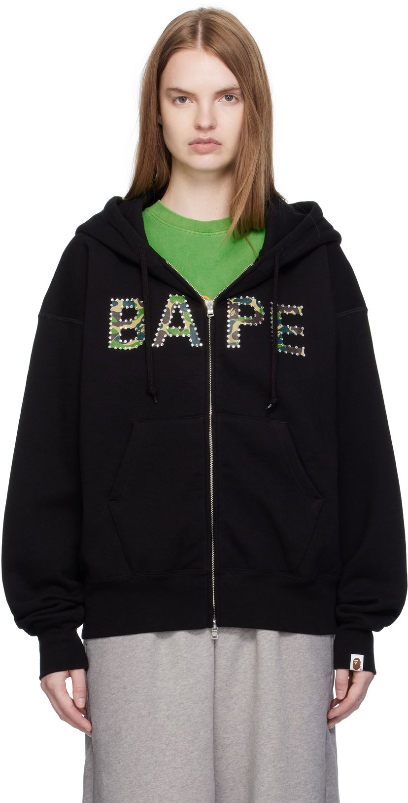 Huppari BAPE ABC Camo Crystal Logo Wide Hoodie Musta | 001ZPL302005L
