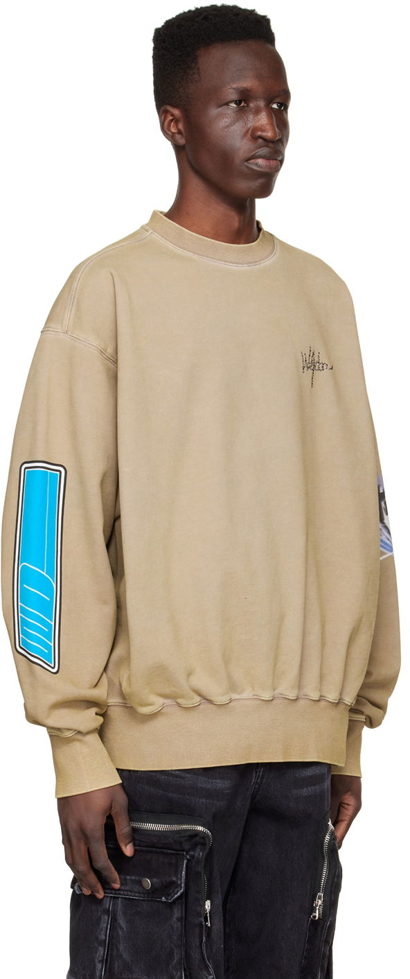 Villapaita We11done We11done Graphic Print Cotton Sweatshirt Beige | WD-TS1-22-667-U-KK, 1