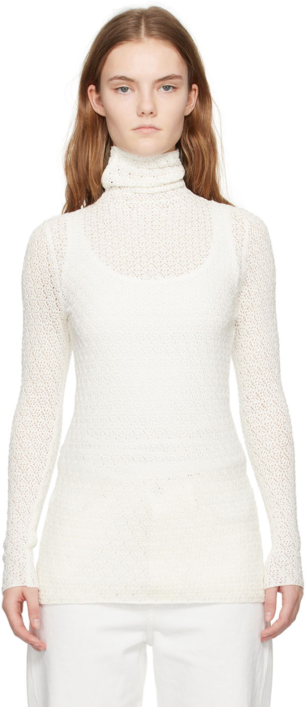 Villapaita TOTEME TOTEME Semi-Sheer Turtleneck Valkoinen | 242-WRT1776-YA0040