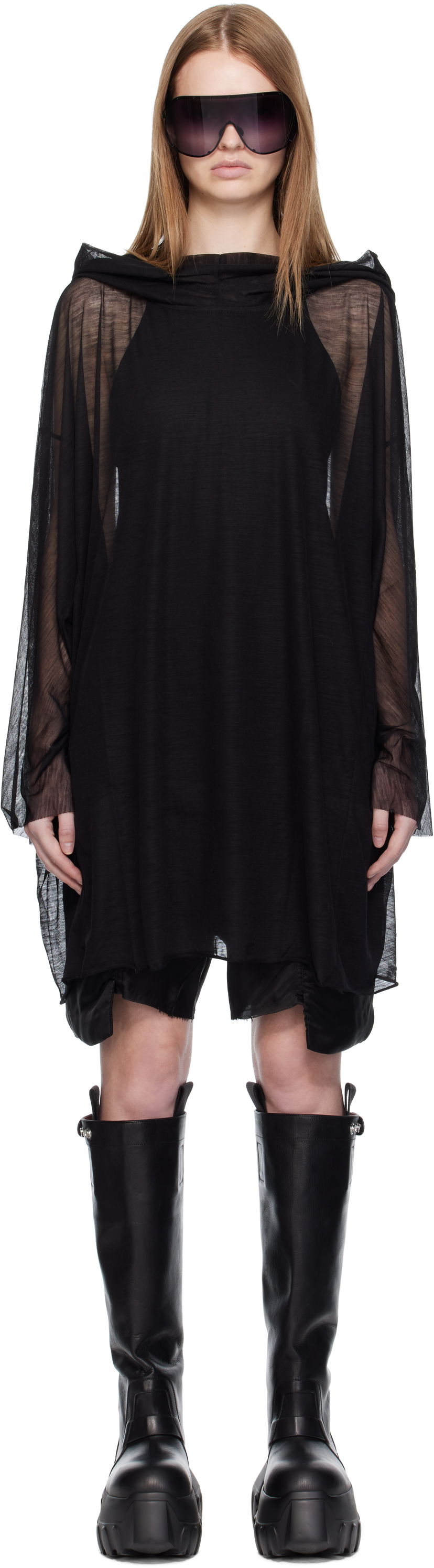 Huppari Rick Owens Rick Owens Concordians Hooded Tunic Musta | RP02E4536 JWR