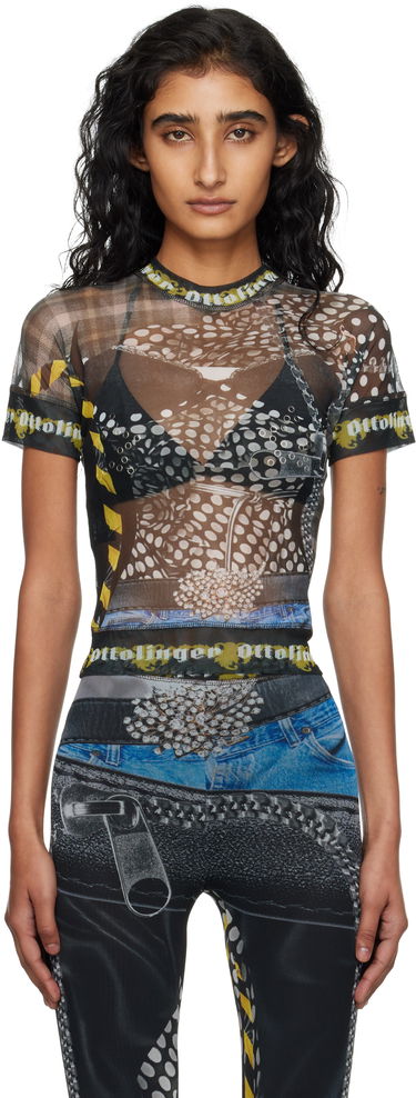 T-paita Ottolinger Ottolinger Mesh Print T-Shirt Musta | 101-100401-04, 0