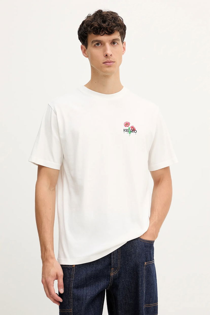 T-paita KENZO Kenzo Floral Applique T-Shirt Valkoinen | FF65TS2594SG