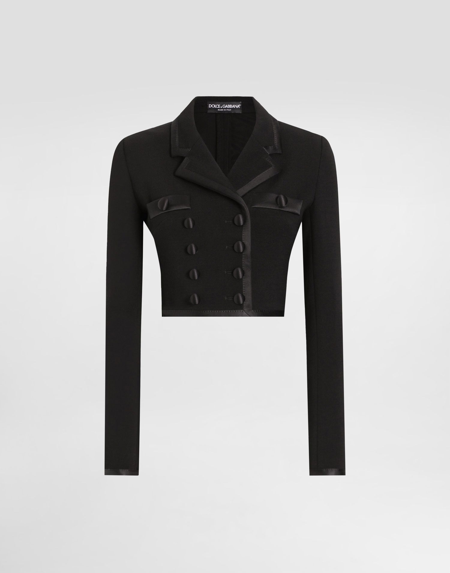 Takki Dolce & Gabbana Dolce & Gabbana Short Double-breasted Wool Crepe Jacket Musta | F27EHTFUBD2N0000, 0