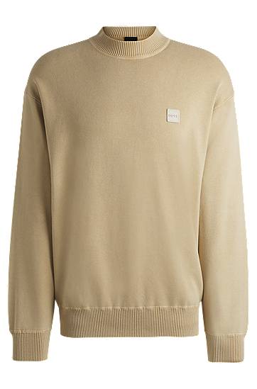 Villapaita BOSS Relaxed-Fit Garment-Dyed Cotton Sweater Beige | 50531503
