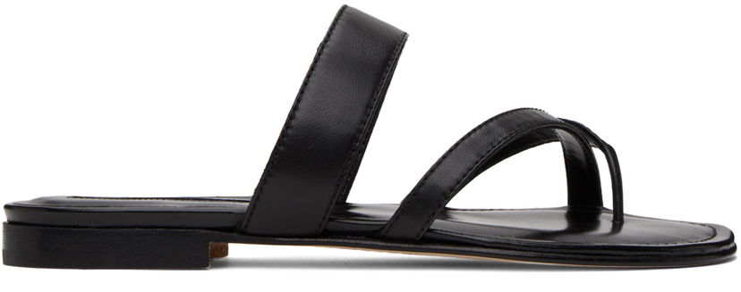 Asusteet Manolo Blahnik Manolo Blahnik Susa Leather Toe-Ring Sandals Musta | 418-0317