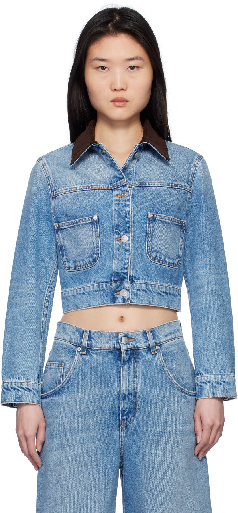 Takki Stella McCartney Stella McCartney Vintage Wash Cropped Denim Jacket Sininen | 6D03543SQH05