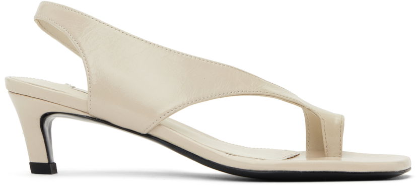 Kengänhoito TOTEME TOTEME Naplack Leather Thong Heeled Sandals Beige | 252-WAS0201-LE0020
