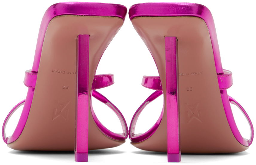 Asusteet Amina Muaddi Amina Muaddi Adriana 95 Heeled Sandals Vaaleanpunainen | ADRIANA SLIPPER METAL MIRROR, 1