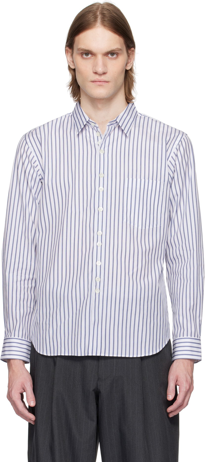 Paita Comme des Garçons Homme Deux Striped Shirt Valkoinen | DO-B030-051