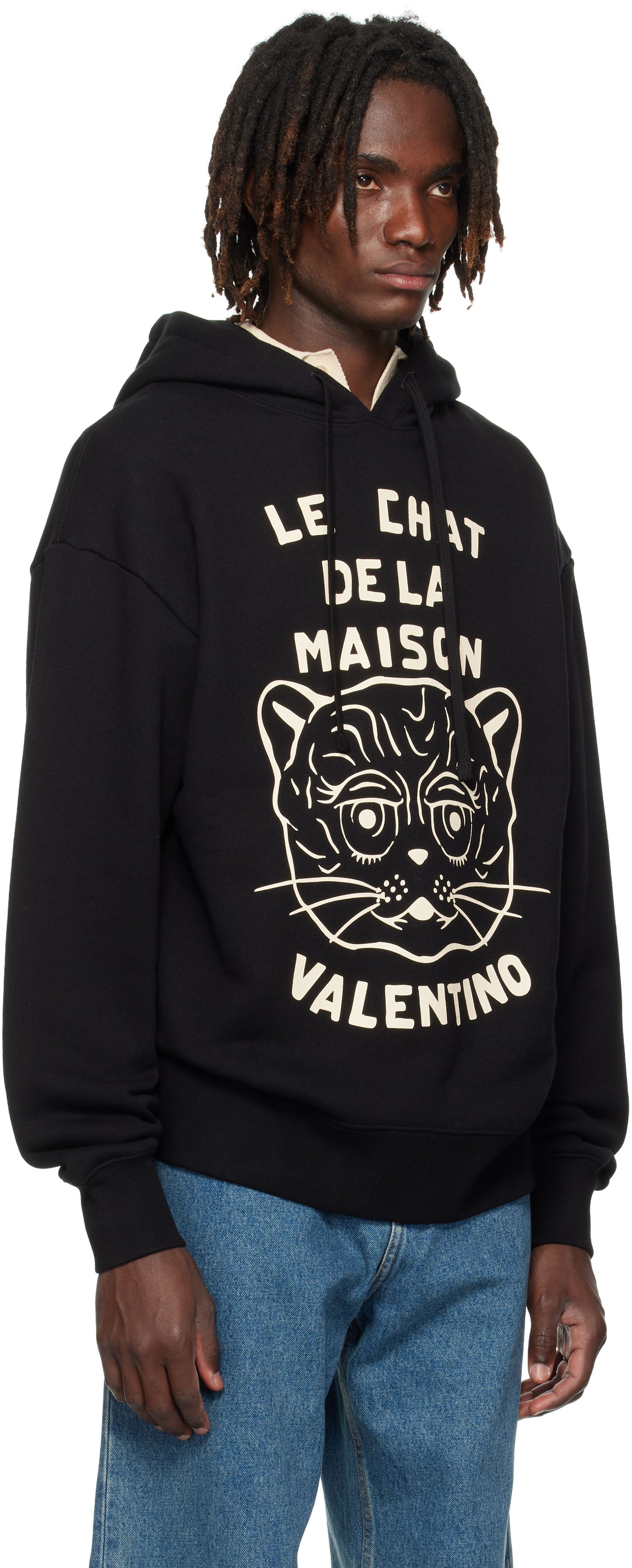 Huppari Valentino Valentino 'Le Chat De La Maison' Print Hoodie Musta | 7V3MF28NB33, 1
