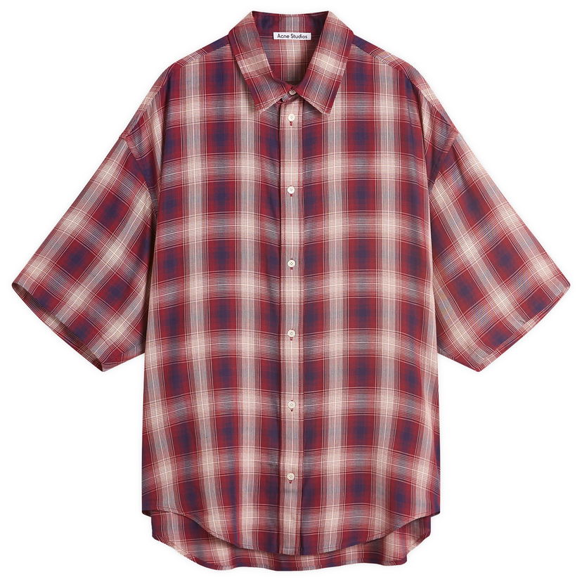 Paita Acne Studios Short Sleeve Plaid Check Shirt, Size Large Punainen | CB0116-ALU