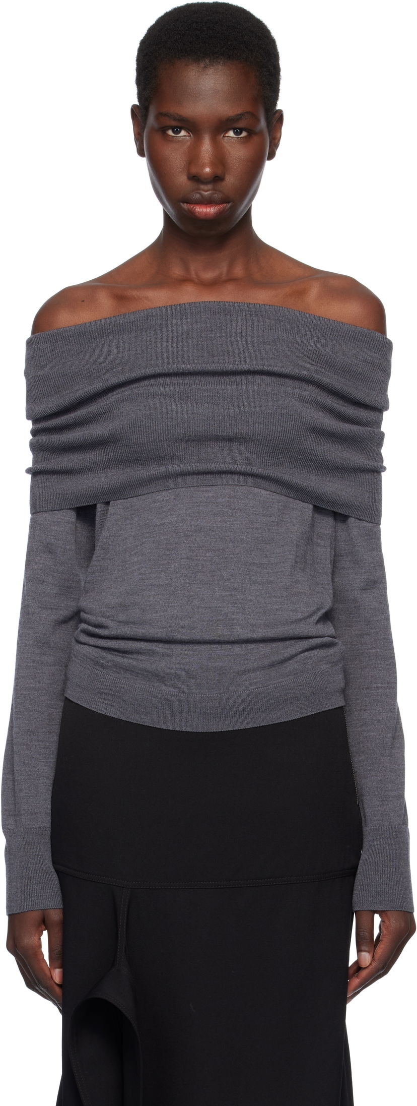 Villapaita Stella McCartney Stella McCartney Off-The-Shoulder Light Wool Sweater Harmaa | 6K10403S2598