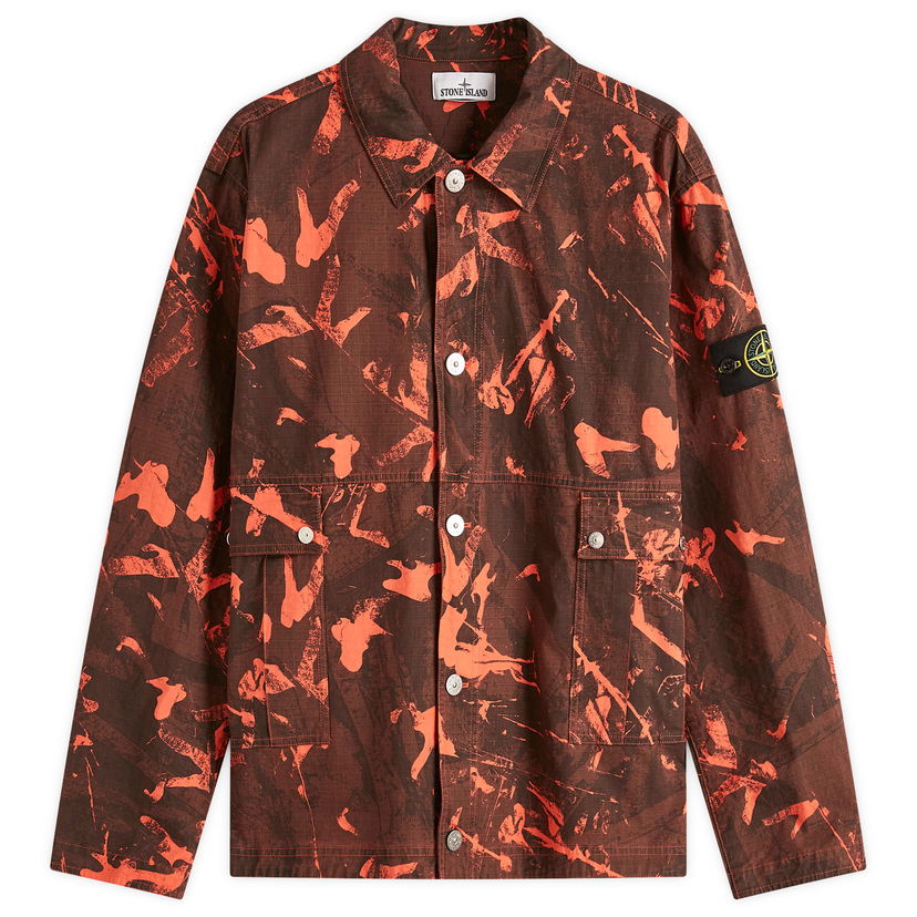 Takki Stone Island Scan Camo Ripstop-OVD Shirt Jacket, Size Large Oranssi | K1S151200026-V0029