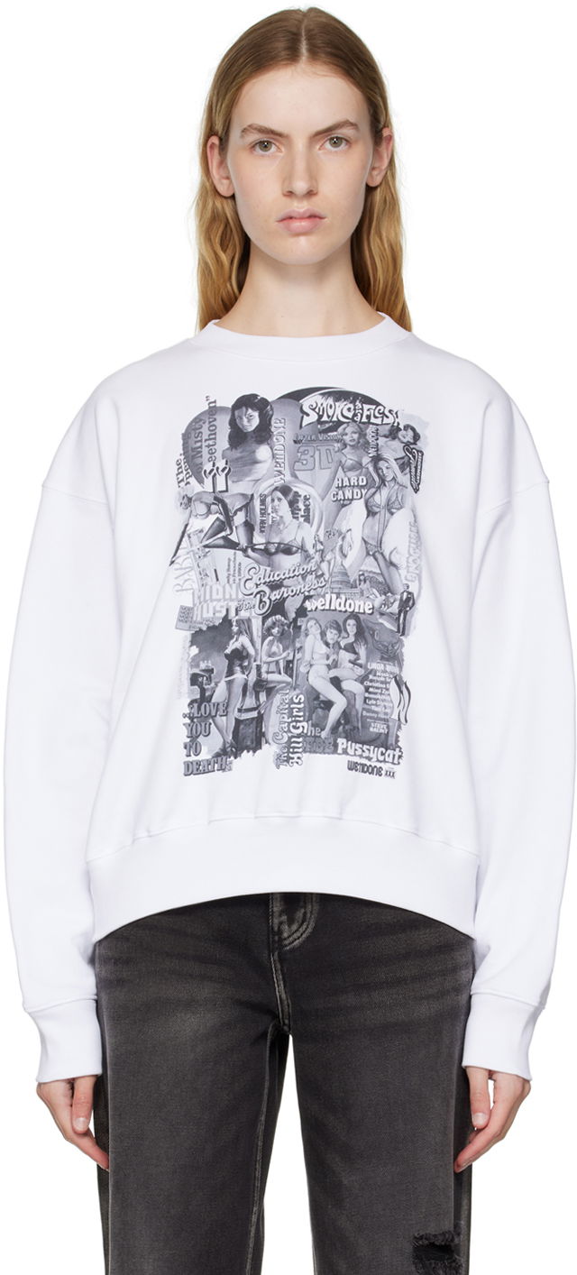 Huppari We11done Movie Collage Graphic Sweatshirt Valkoinen | WD-TS3-22-743-U-WH