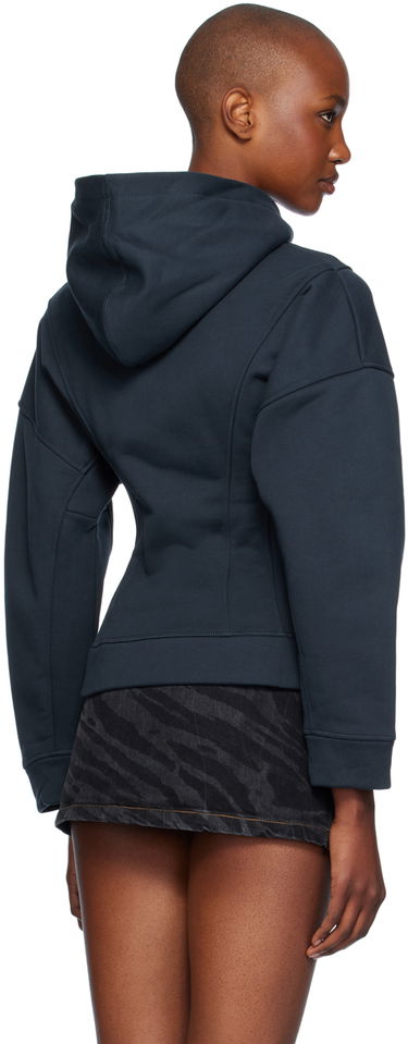 Huppari GANNI Ganni Fleece Zip-Up Hoodie Tummansininen | T4029, 2
