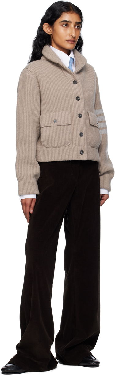 Villapaita Thom Browne Thom Browne Merino Wool 4-Bar Bomber Cardigan Beige | FKJ116A-Y1059, 3